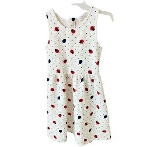 H&M Girls White Sleeveless Dress Polka Dots Lady Bugs Size 6-8Y NWOT